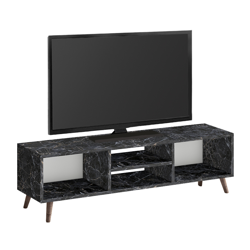 Έπιπλο τηλεόρασης Loren Megapap χρώμα μαύρο εφέ μαρμάρου 120x30x40εκ.