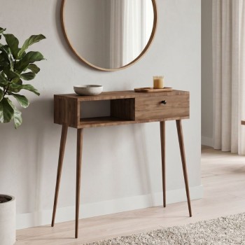 Κονσόλα Napoli Megapap χρώμα καρυδί 90x29x88εκ.