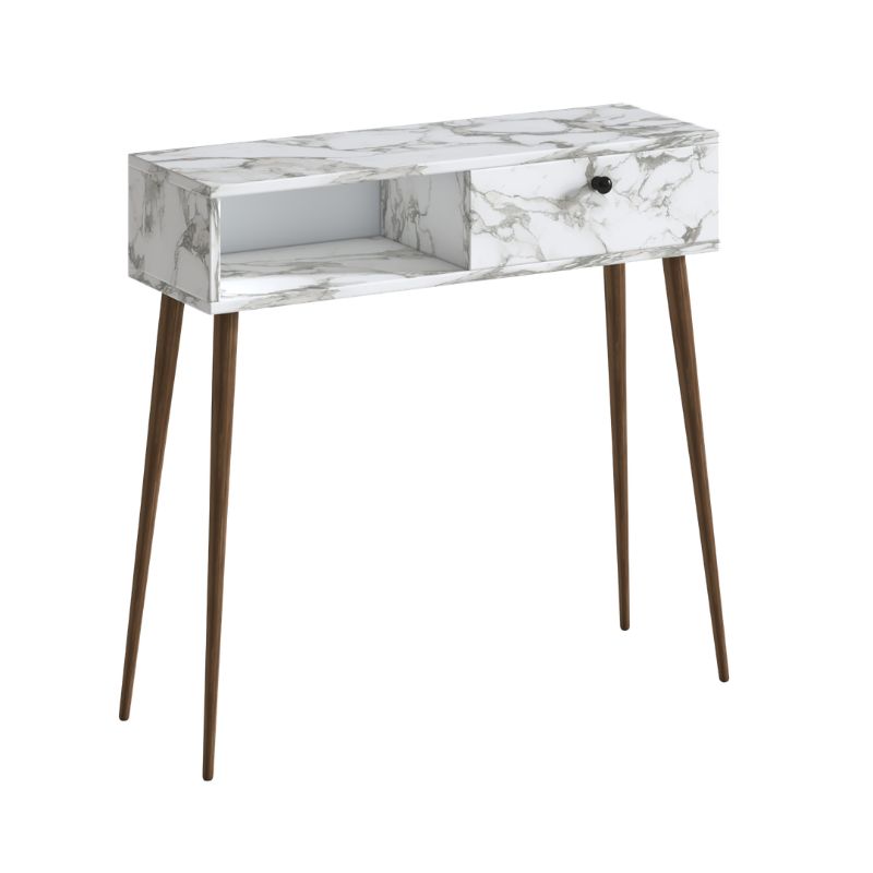 Κονσόλα Napoli Megapap χρώμα λευκό εφέ μαρμάρου 90x29x88εκ.