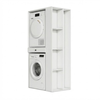 Έπιπλο πλυντηρίου - στεγνωτηρίου Bace Megapap χρώμα λευκό 90x60x187εκ.