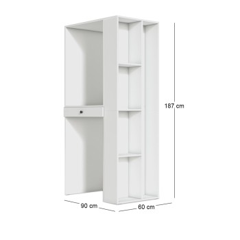 Έπιπλο πλυντηρίου - στεγνωτηρίου Bace Megapap χρώμα λευκό 90x60x187εκ.