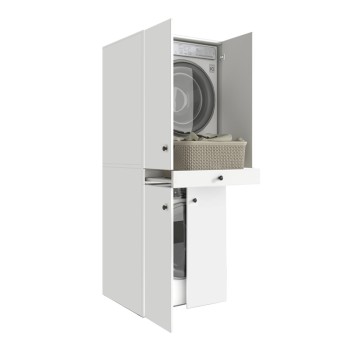 Έπιπλο πλυντηρίου - στεγνωτηρίου Kindi Megapap χρώμα λευκό 70x60x187εκ.