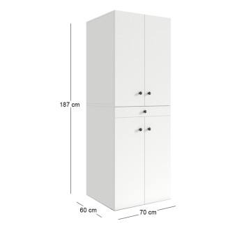 Έπιπλο πλυντηρίου - στεγνωτηρίου Kindi Megapap χρώμα λευκό 70x60x187εκ.