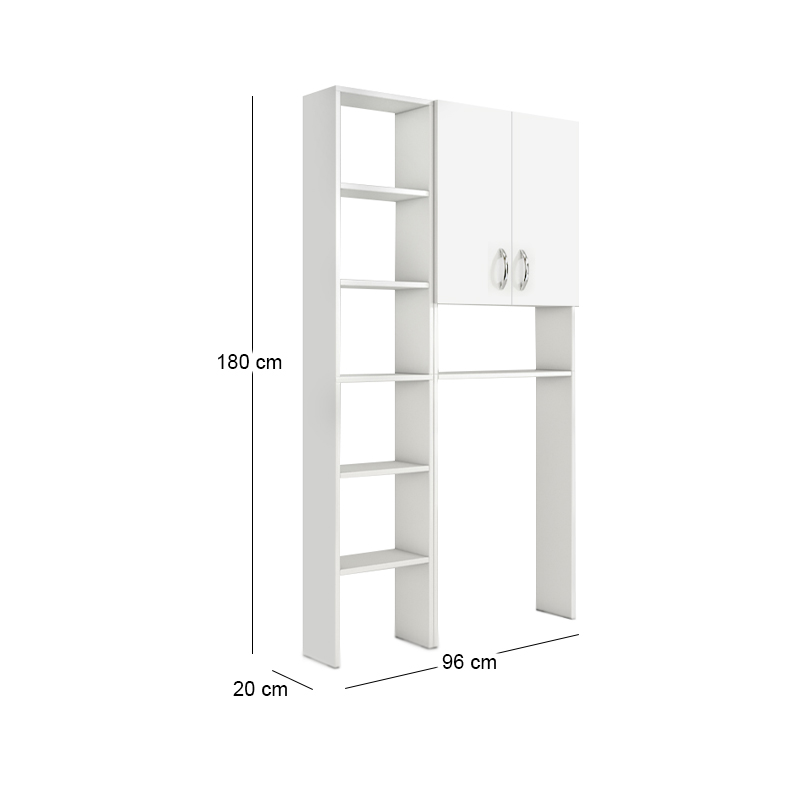 Έπιπλο πλυντηρίου Make Megapap χρώμα λευκό 96x20x180εκ.