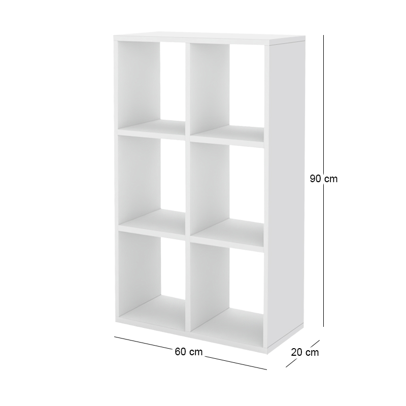 Βιβλιοθήκη Cube Megapap χρώμα λευκό 60x20x90εκ.