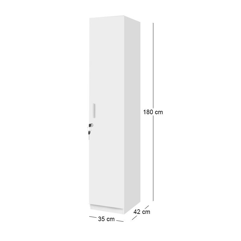 Ντουλάπα ρούχων Emeril Megapap μονόφυλλη με κλειδαριά χρώμα λευκό 35x42x180εκ.