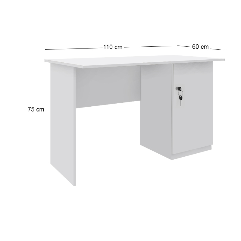 Γραφείο εργασίας με κλειδαριά Moto Megapap χρώμα λευκό 110x60x75εκ.