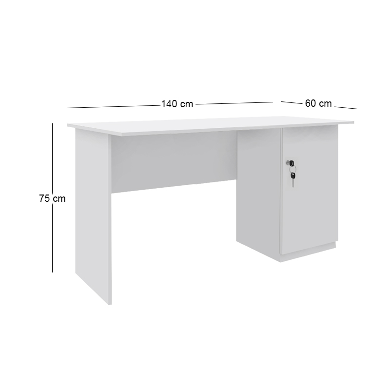 Γραφείο εργασίας με κλειδαριά Moto Megapap χρώμα λευκό 140x60x75εκ.