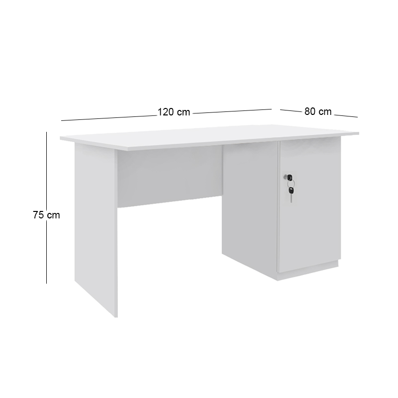 Γραφείο εργασίας με κλειδαριά Moto Megapap χρώμα λευκό 120x80x75εκ.