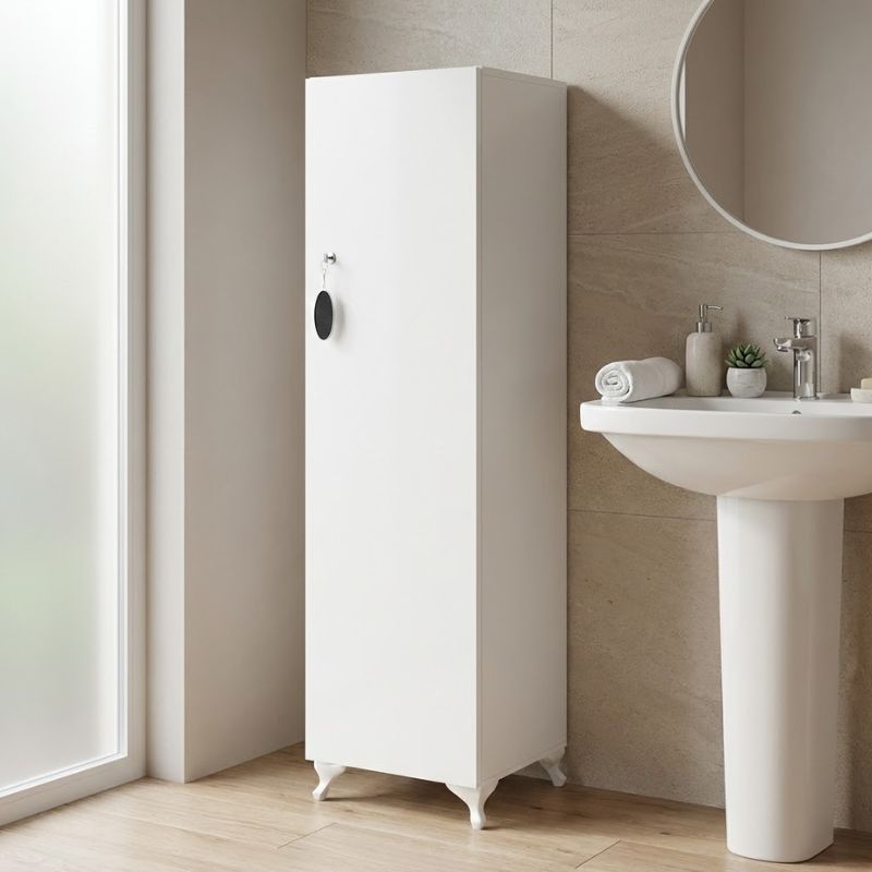 Ντουλάπι με κλειδαριά Zehra Megapap χρώμα λευκό 30x32x128εκ.