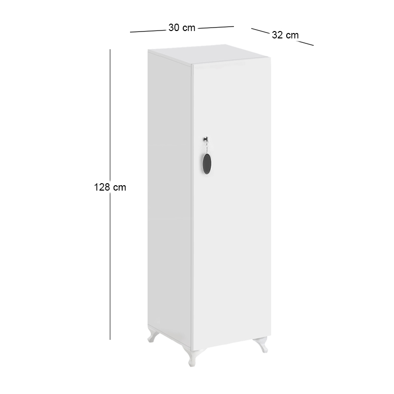 Ντουλάπι με κλειδαριά Zehra Megapap χρώμα λευκό 30x32x128εκ.