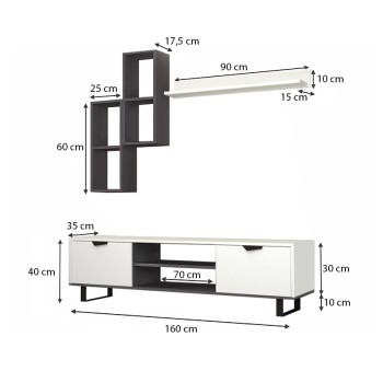 Σύνθεση τηλεόρασης Lonsa Megapap χρώμα λευκό 160x35x40εκ.