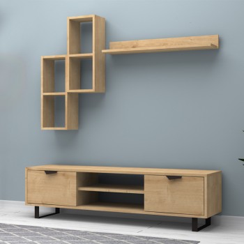 Σύνθεση τηλεόρασης Lonsa Megapap χρώμα φυσικό οξιάς 160x35x40εκ.