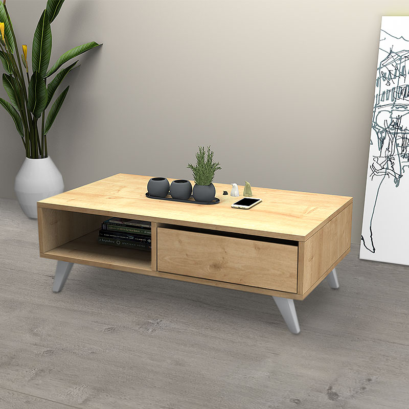 Τραπεζάκι σαλονιού Aster Megapap χρώμα φυσικό οξιάς 120x56x40εκ.