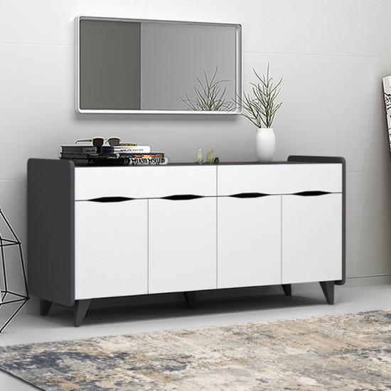 Μπουφές μελαμίνης Sila Megapap χρώμα λευκό - γκρι 140x45x72εκ. Μπουφές μελαμίνης Sila Megapap χρώμα λευκό - γκρι 140x45x72εκ.