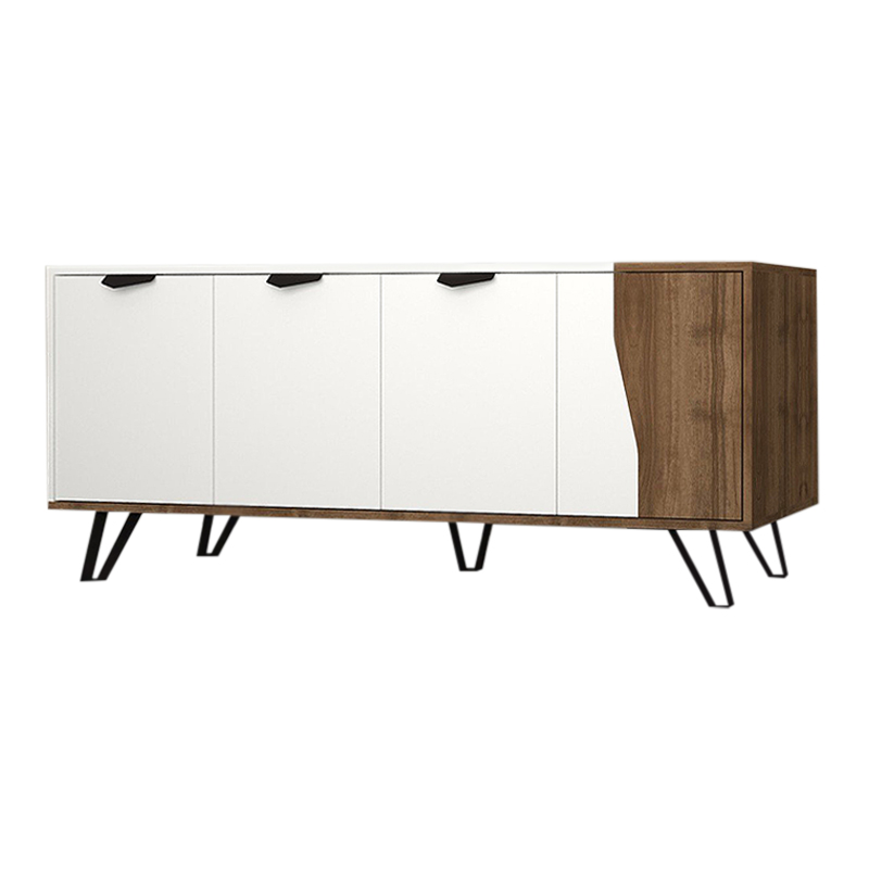 Μπουφές Jasmine Megapap χρώμα λευκό - καρυδί 160x45x78εκ.