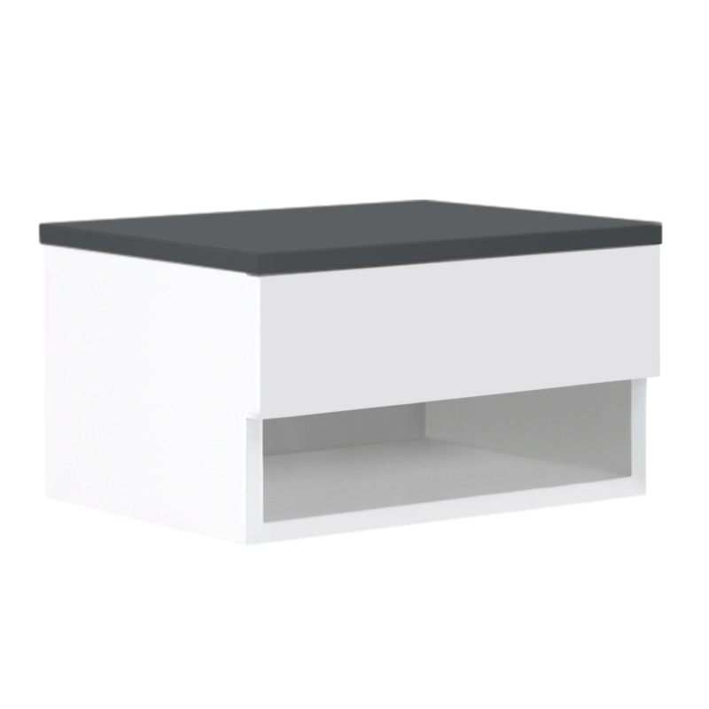 Κομοδίνο επιτοίχιο Mary Megapap χρώμα ανθρακί - λευκό 40x30x23εκ.