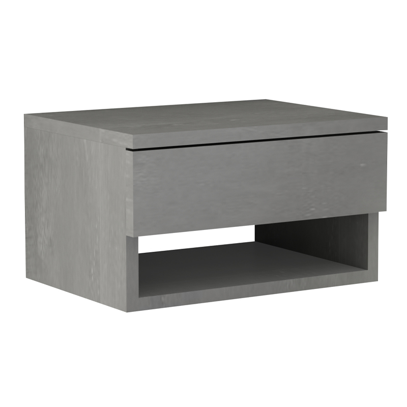 Κομοδίνο επιτοίχιο Mary Megapap χρώμα γκρι σκυροδέματος 40x30x23εκ.