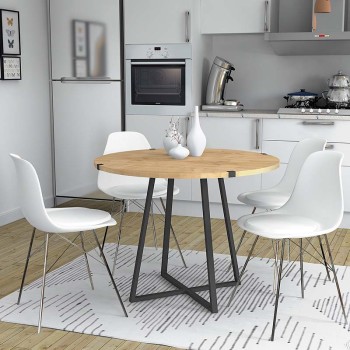 Τραπέζι Rubes Megapap χρώμα φυσικό οξιάς - ανθρακί 100x100x78εκ.