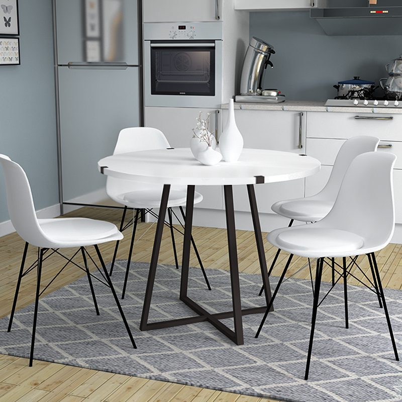 Τραπέζι Rubes Megapap χρώμα λευκό - ανθρακί 100x100x78εκ.