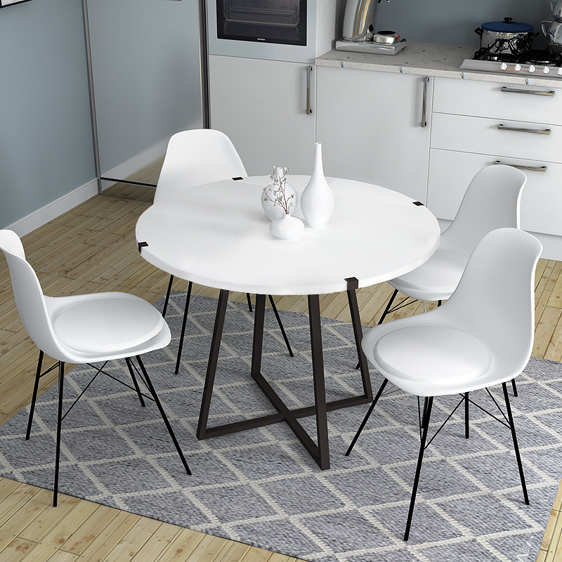 Τραπέζι Rubes Megapap χρώμα λευκό - ανθρακί 100x100x78εκ.