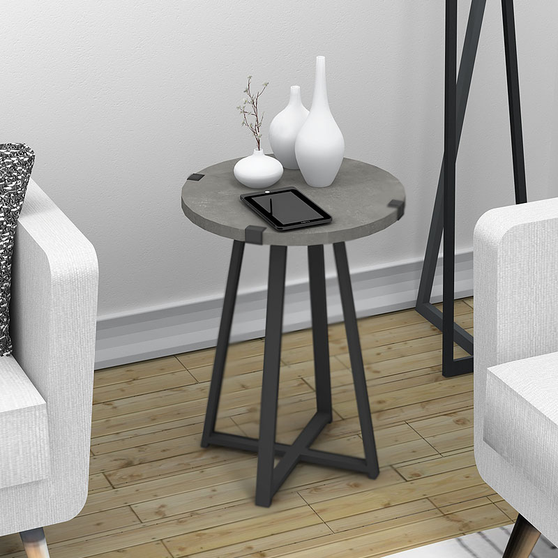 Βοηθητικό τραπεζάκι Pedro Megapap χρώμα γκρι σκυροδέματος 44x44x58εκ.