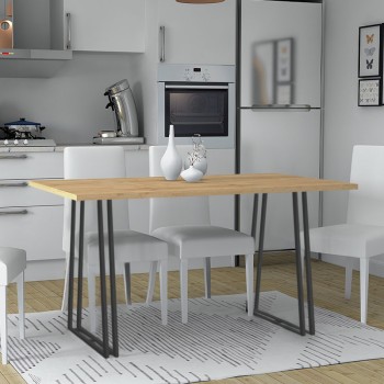 Τραπέζι Gable Megapap χρώμα φυσικό οξιάς - ανθρακί 140x80x76εκ.