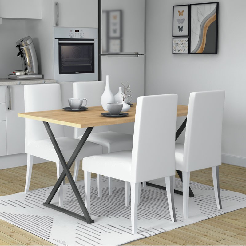 Τραπέζι Bette Megapap χρώμα φυσικό οξιάς - ανθρακί 140x80x76εκ.