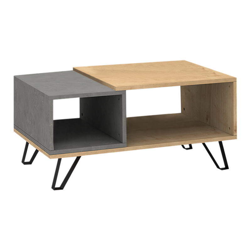 Τραπεζάκι σαλονιού Don Megapap χρώμα φυσικό οξιάς - γκρι σκυροδέματος 90x55x44εκ.