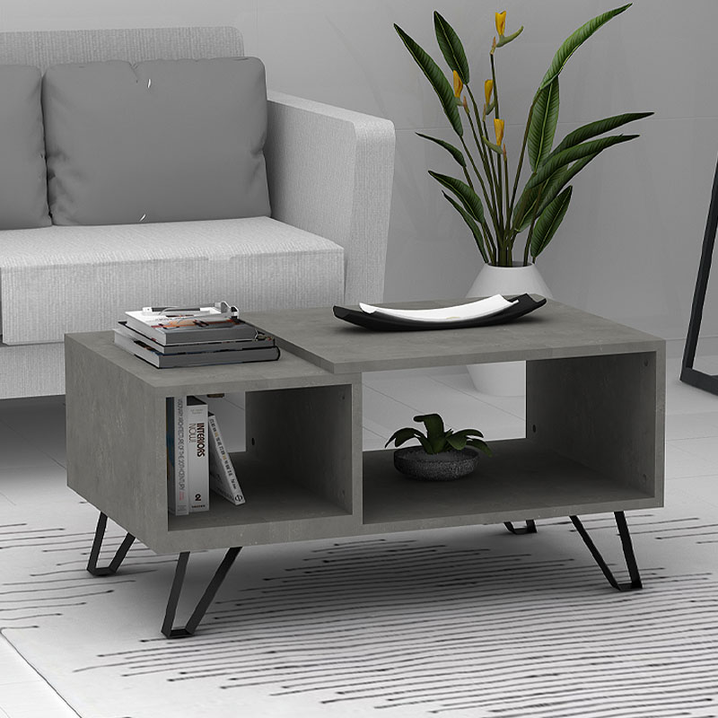 Τραπεζάκι σαλονιού Don Megapap χρώμα γκρι σκυροδέματος 90x55x44εκ.