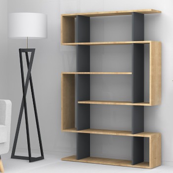 Βιβλιοθήκη Clint Megapap χρώμα φυσικό οξιάς - ανθρακί 108,5x25,5x161εκ.