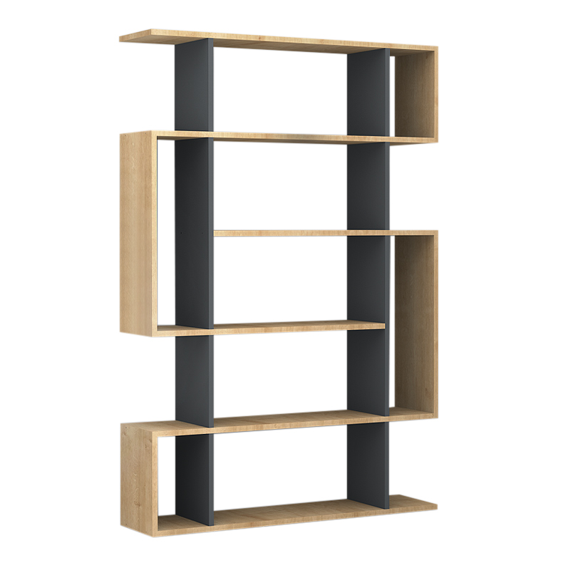 Βιβλιοθήκη Clint Megapap χρώμα φυσικό οξιάς - ανθρακί 108,5x25,5x161εκ.