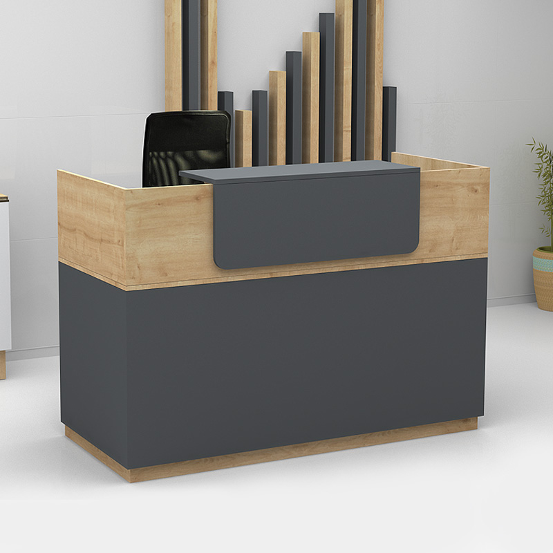 Γραφείο υποδοχής - reception Lemmon Megapap χρώμα φυσικό οξιάς - ανθρακί 160x70x110εκ.