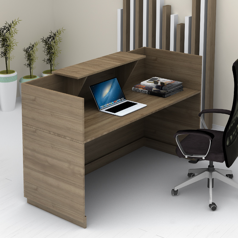 Γραφείο υποδοχής - reception Lemmon Megapap χρώμα καρυδί 160x70x110εκ.