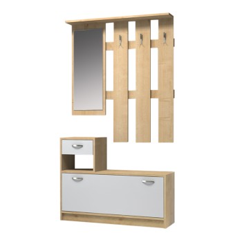 Έπιπλο εισόδου Raynold Megapap χρώμα φυσικό οξιάς - λευκό 100x30x180εκ.