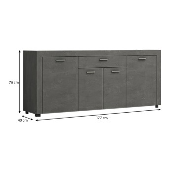 Μπουφές Joseph Megapap χρώμα γκρι σκυροδέματος 177x40x76εκ.