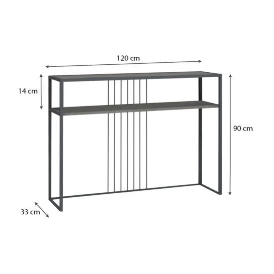 Κονσόλα Kary Megapap χρώμα γκρι σκυροδέματος 120x33x90εκ.