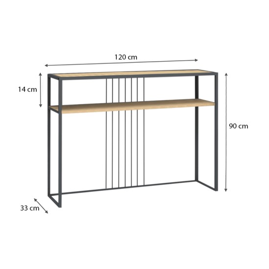 Κονσόλα Kary Megapap χρώμα oak 120x33x90εκ. Κονσόλα Kary Megapap χρώμα oak 120x33x90εκ.
