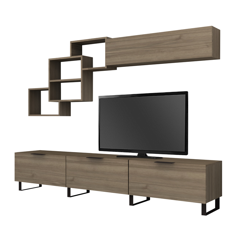 Σύνθεση τηλεόρασης Heydar Megapap χρώμα καρυδί 210x35x40εκ.