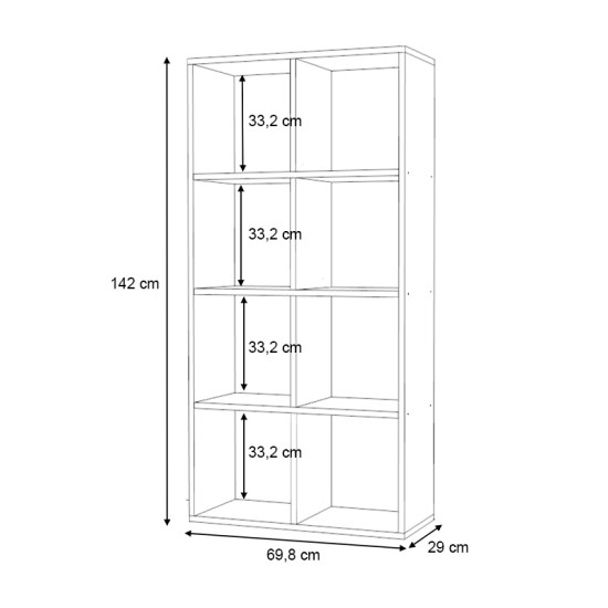 Βιβλιοθήκη Anser Megapap χρώμα φυσικό οξιάς 69,8x29x142εκ. Βιβλιοθήκη Anser Megapap χρώμα φυσικό οξιάς 69,8x29x142εκ.