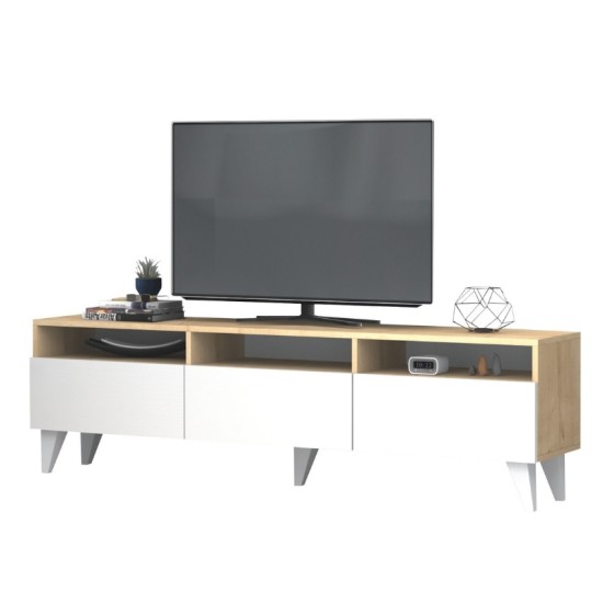 Έπιπλο τηλεόρασης Deluxe Megapap χρώμα λευκό - φυσικό οξιάς 180x35x47cm. Έπιπλο τηλεόρασης Deluxe Megapap χρώμα λευκό - φυσικό οξιάς 180x35x47cm.