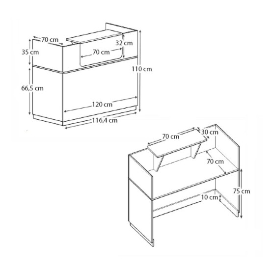 Γραφείο reception Lemmon Megapap χρώμα φυσικό οξιάς - ανθρακί 120x70x110εκ. Γραφείο reception Lemmon Megapap χρώμα φυσικό οξιάς - ανθρακί 120x70x110εκ.
