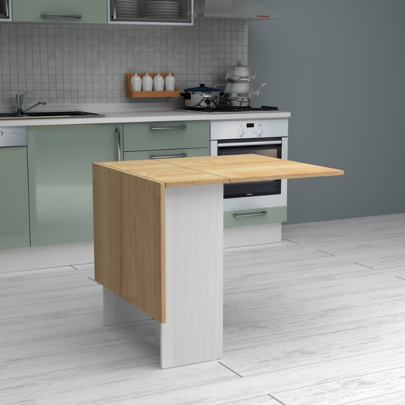 Τραπέζι Pepe Megapap επεκτεινόμενο χρώμα λευκό - φυσικό οξιάς 28(56+56)x77x75εκ.