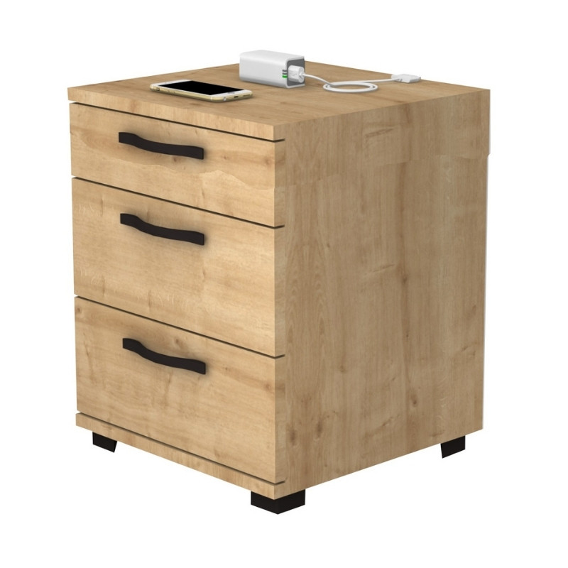 Κομοδίνο - Συρταριέρα γραφείου Roco Megapap χρώμα φυσικό οξιάς 40x39x57εκ.