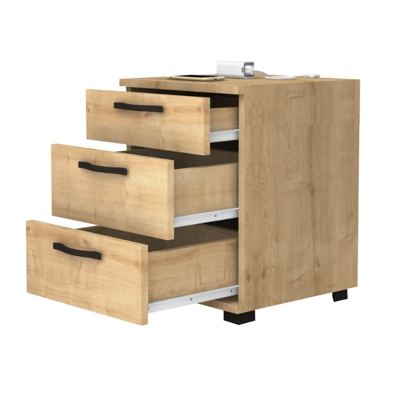 Κομοδίνο - Συρταριέρα γραφείου Roco Megapap χρώμα φυσικό οξιάς 40x39x57εκ.