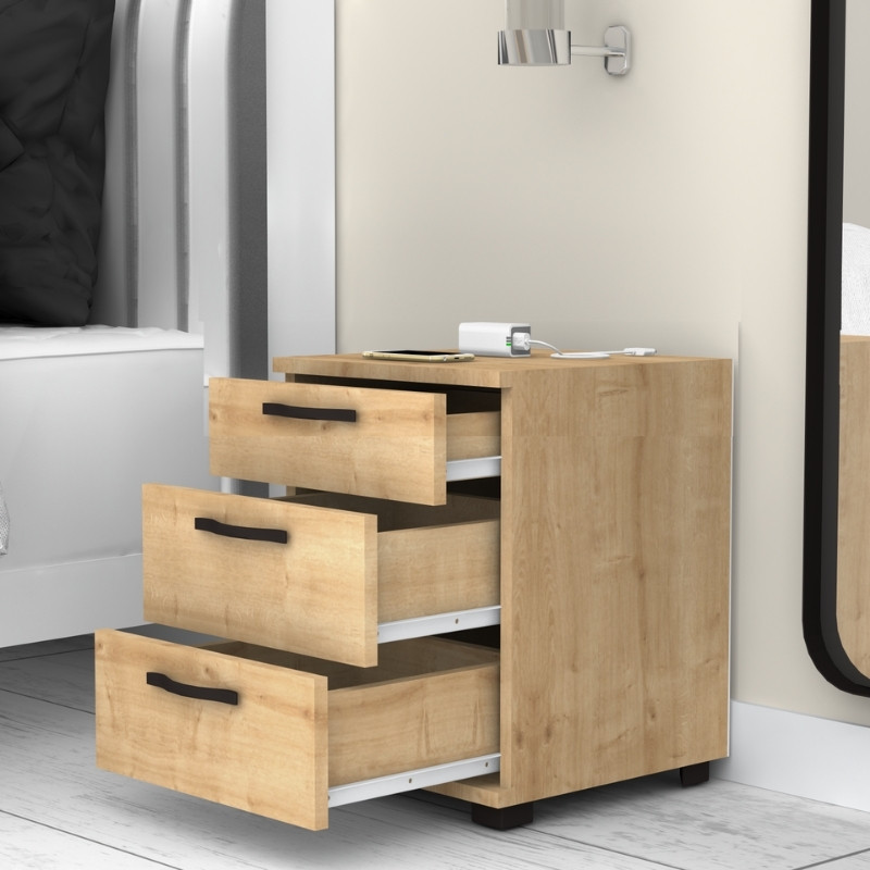 Κομοδίνο - Συρταριέρα γραφείου Roco Megapap χρώμα φυσικό οξιάς 40x39x57εκ.