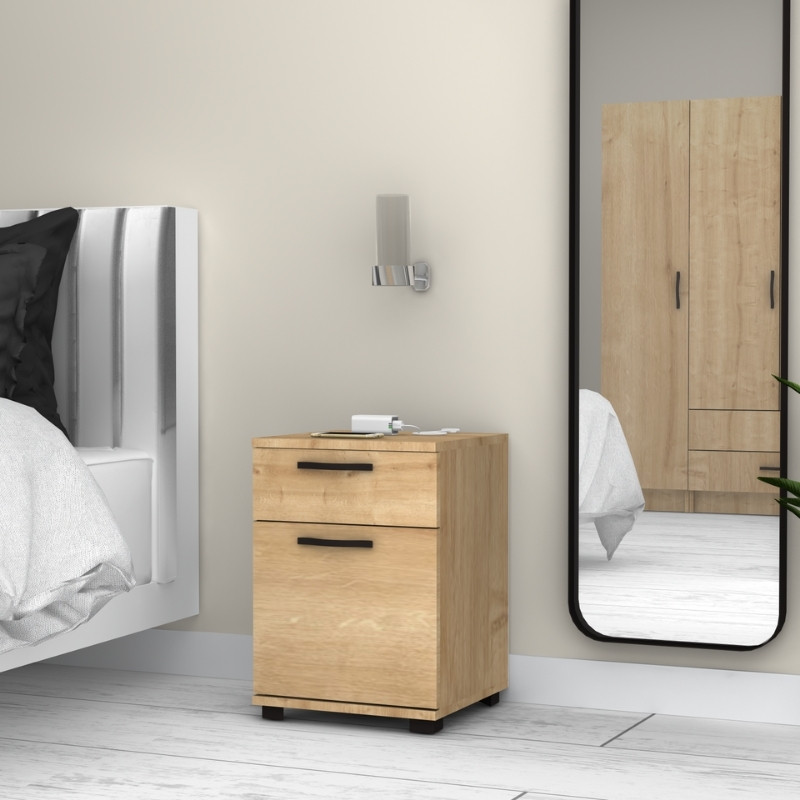 Κομοδίνο - Συρταριέρα γραφείου Veto Megapap χρώμα φυσικό οξιάς 40x39x57εκ.