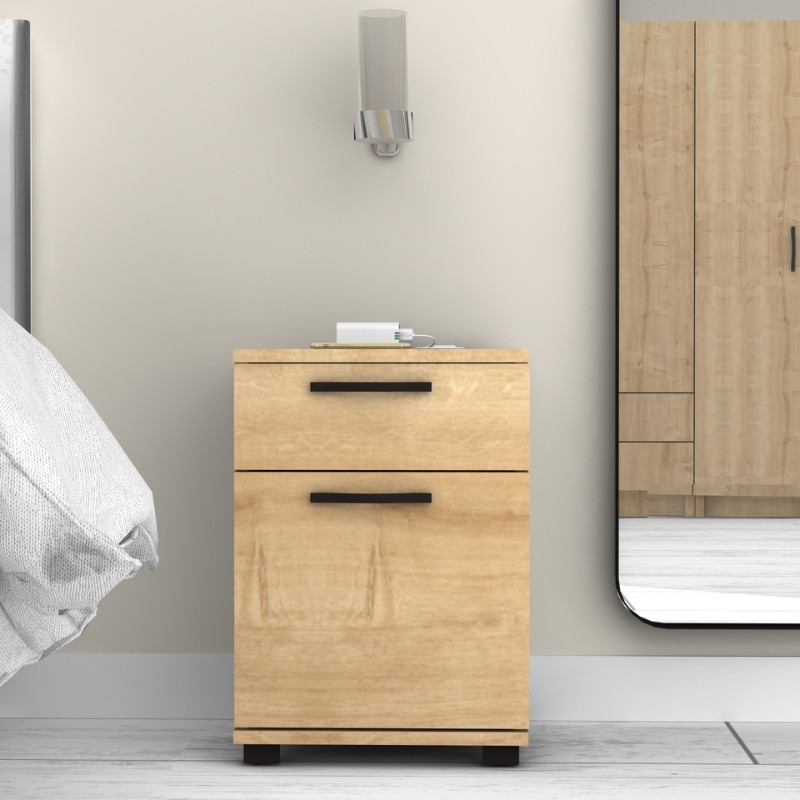 Κομοδίνο - Συρταριέρα γραφείου Veto Megapap χρώμα φυσικό οξιάς 40x39x57εκ.