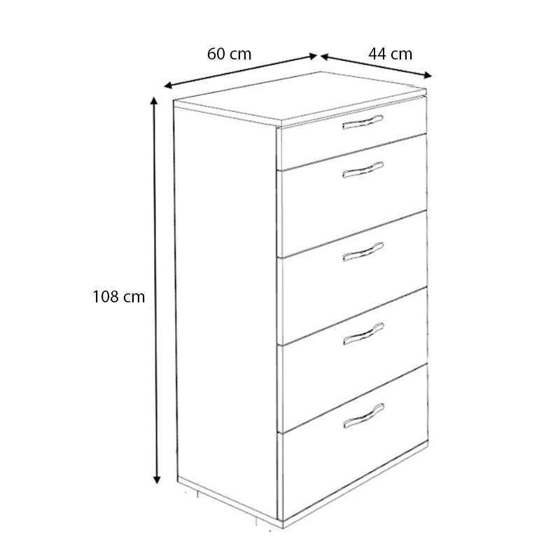 Συρταριέρα Helia Megapap χρώμα γκρι σκυροδέματος 60x44x108εκ.
