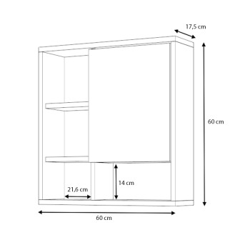 Καθρέπτης μπάνιου Demo Μegapap χρώμα λευκό 60x17,5x60εκ.
